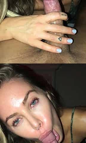 Blonde slut hardcore fuck and blowjob