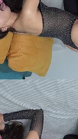 Sucking a Dildo and Masturbating with a Vibrator in a Diamond Bodysuit