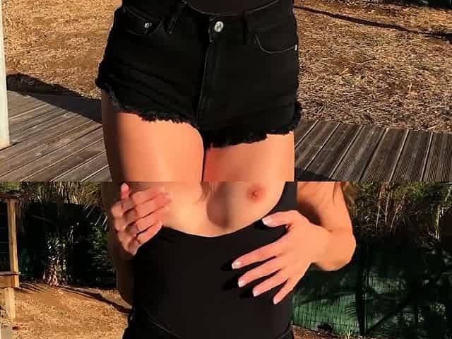 Beautiful French brunette, masturbating at sunset - Clea