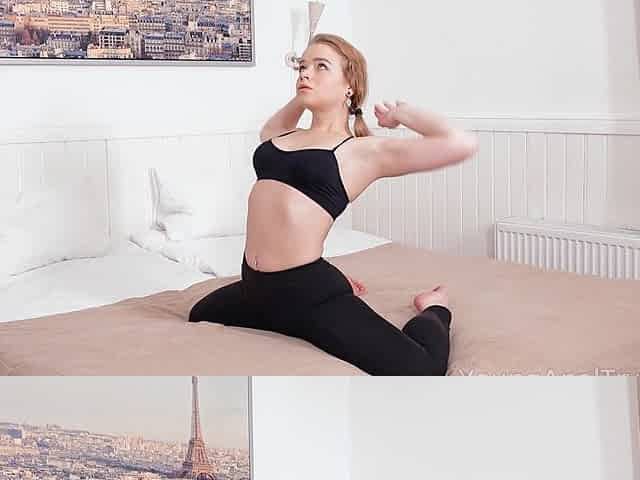 A cute girl Calibri has sex with her boyfriend in cowgirl pose