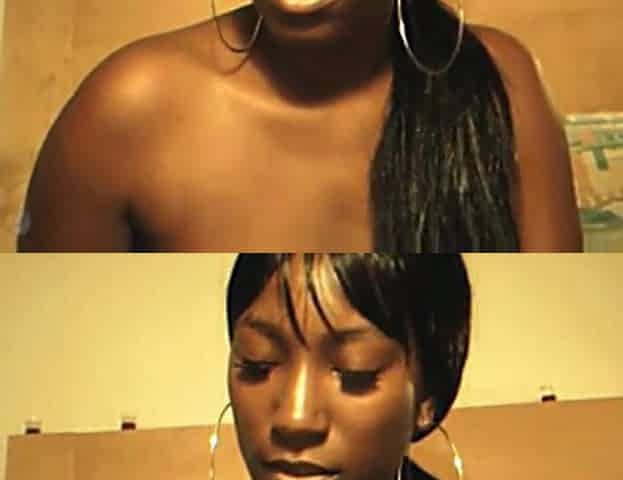 Twat toying black teen pleasures herself