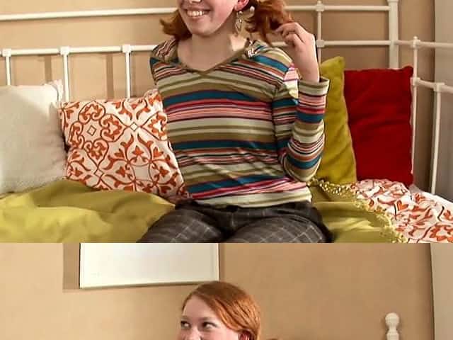 Redhead teen in pigtails gets her wet pussy pumped