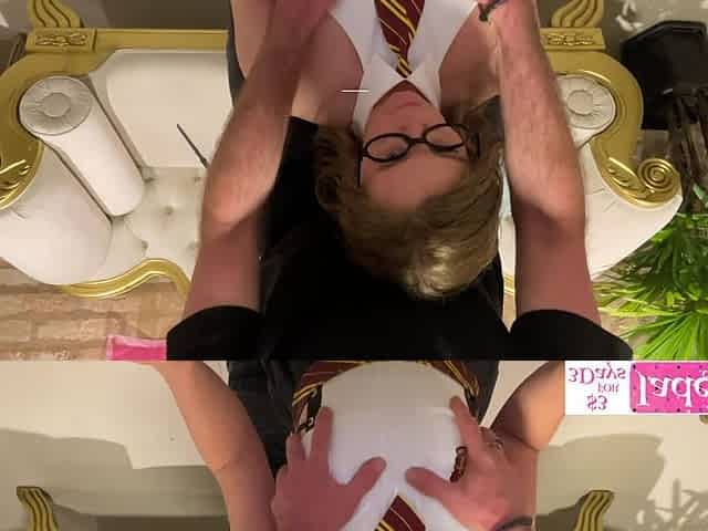 Innocent Nerdy Girl Face Slapped with Dick and Facial Cumshot