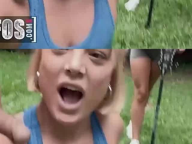 Slutty and hot blonde gets fucked in her mouth and rides a cock in passion at a soccer field