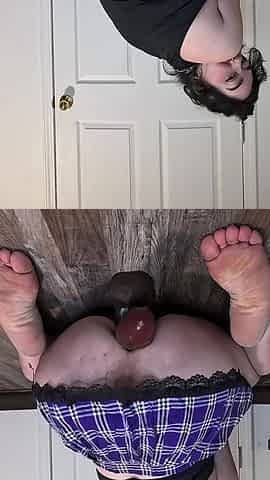 Purple Plaid Skirt Dildo Adventure: Ride Two Big BBC Dildos, Pound Myself with the Biggest, Finish with Finger in Ass &vibrator