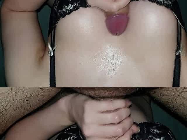 Making Him Cum A Massive Load On My Melons And Brassiere