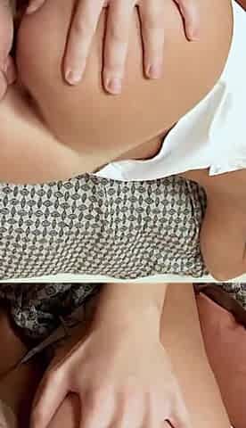 Sexy teen with nice tits gets fucked in her both holes