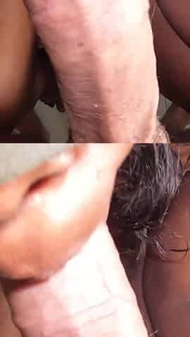 Delicious Interracial Blowjob with Big White Cock and Oral Creampie