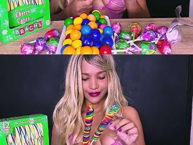 Asmr- smutty sucking on a sweetmeat, mix candy (Rainbow, Dubble Bubble, Jolly Rancher, Cherry Canes) S