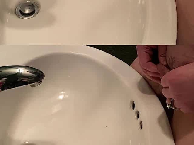 Wife urinates into sink in public restroom