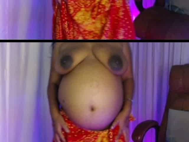 Desi Hot Pregnant Lady Playing Nude Show with Big Belly.