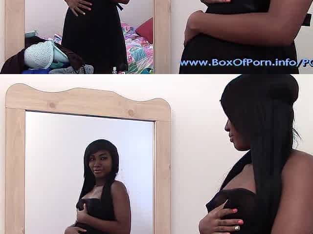 Sexy Preggo Ebony Teen Shows Off Her Hot Body & Hard Nipples!