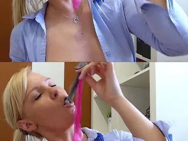 Blonde needs her toy for juicy pussy masturbation HD
