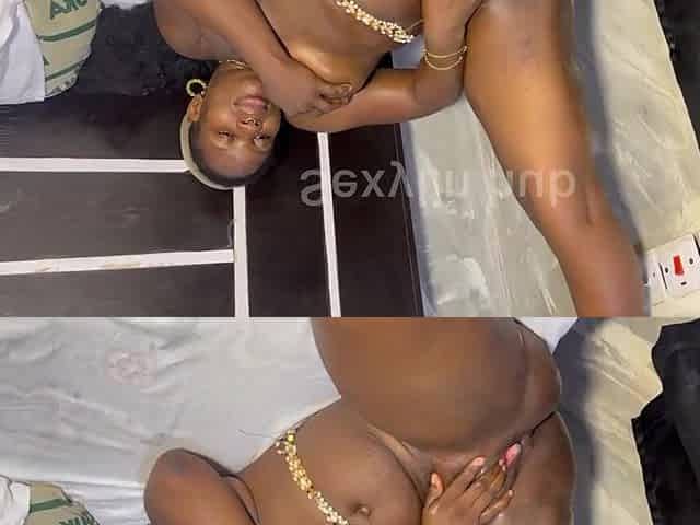 Ebony sexually excited angel masturbating with a oozing moist cunt