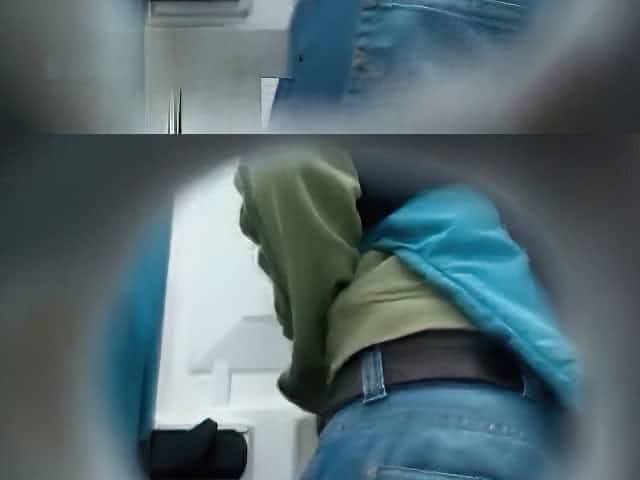 Young women pee in the toilet