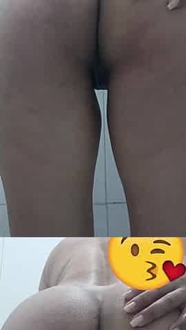 Lascivious beauty showing her cunt and booty alone in the baths.