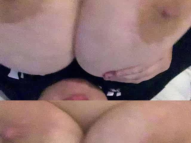 Busty curly brunette with big boobs fucks on couch