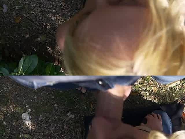 BJ in Park with Cum Walk