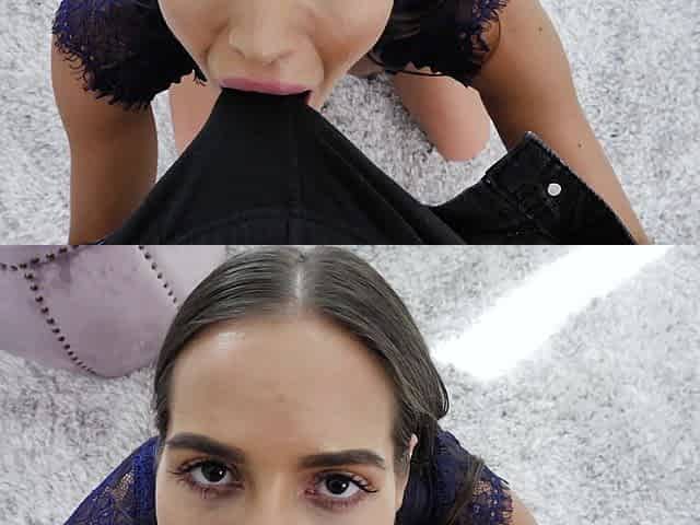 Desiree Dulce likes sticky man juice on her face and open mouth