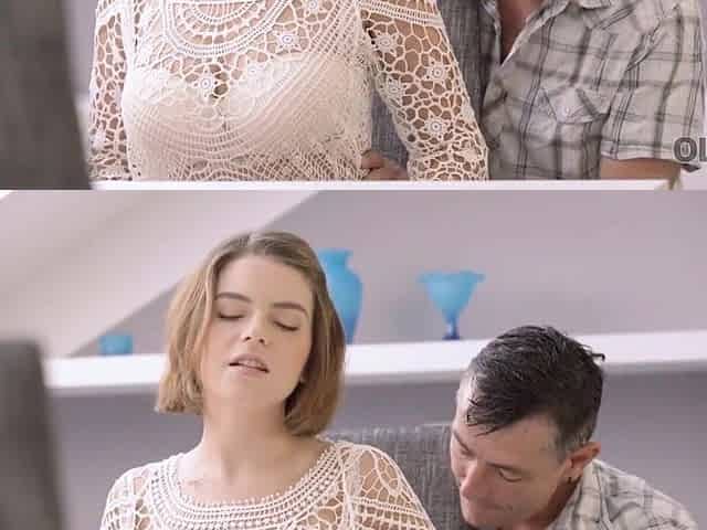 OLD4K. Natural-tittied hussy has a hawt twosome with the gentle geezer