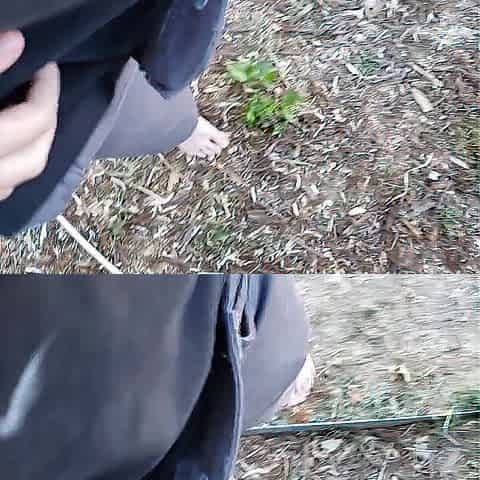 FTM Squatting Pee Outside On Plants