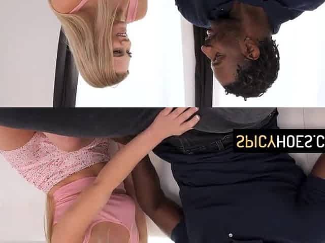 Blond doxy rode it on BF's ebony weenie until that babe had a giant climax