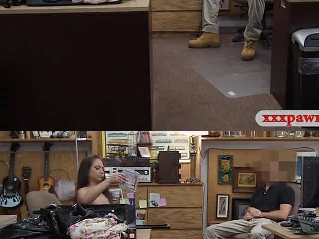 Sexy Brunette Sucks Off And Gets Railed At The Pawnshop