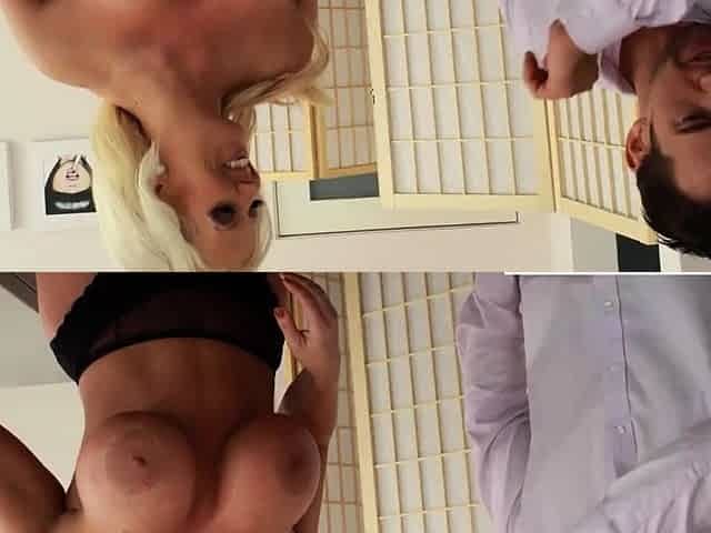 Chesty blonde wife Alura Jenson gives titjob