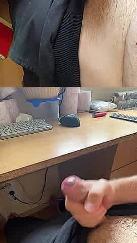Masturbating on the desk and cumming