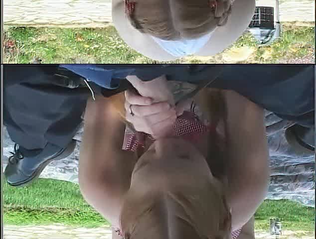 Youthful brunette hair chick enjoys sucking and banging this grandpa's jock at the picnic