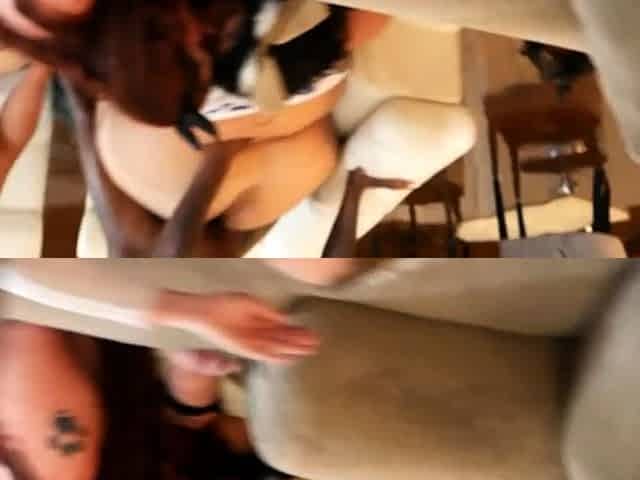 Strapped babe double penetration interracial fucked in bed