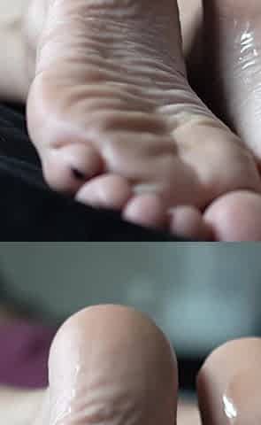 Baby Oil Covered Soles and Toes