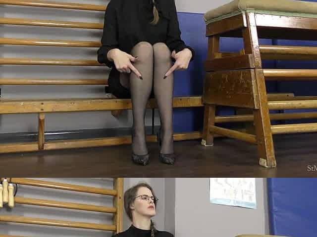 Miss Thompson; Long Legs in Sexy Black Stockings & Heels