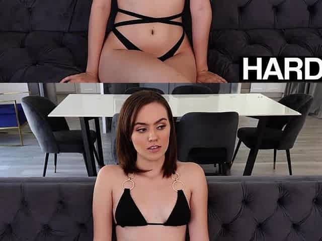Hot Freya Parker in sexy lingerie got rough fuck with cumshot on a sofa
