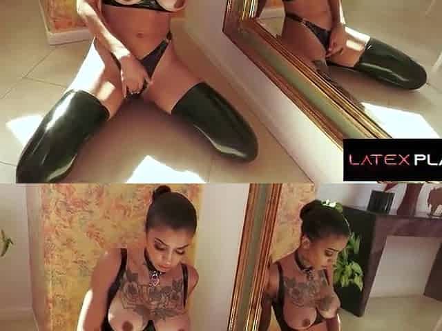 Tatted Alternative Honey in Latex Anal & Vibrator DPd!