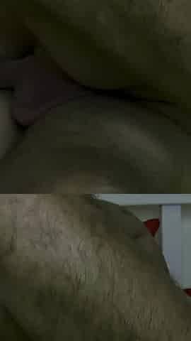 Almost Caught Cheating! Stepfather Fucks Stepdaughter and Creampie Her on One Bed with His Wife