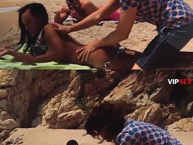 Public Beach Screw: Slender Black Vagina Pounded in Missionary as Waves Crash