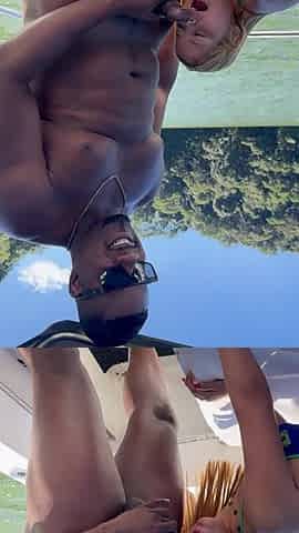 Large-dicked ebony man banged a married nymph's little butt on a boat and her spouse recorded anything.