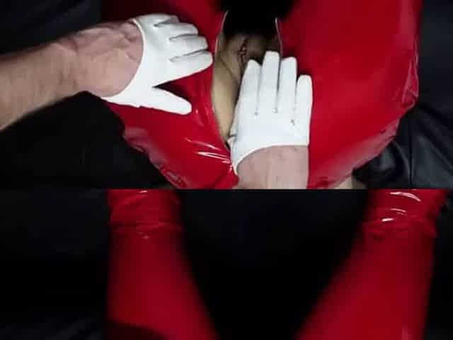 Skinny Girlfriend in Latex Pants Loves Fisting