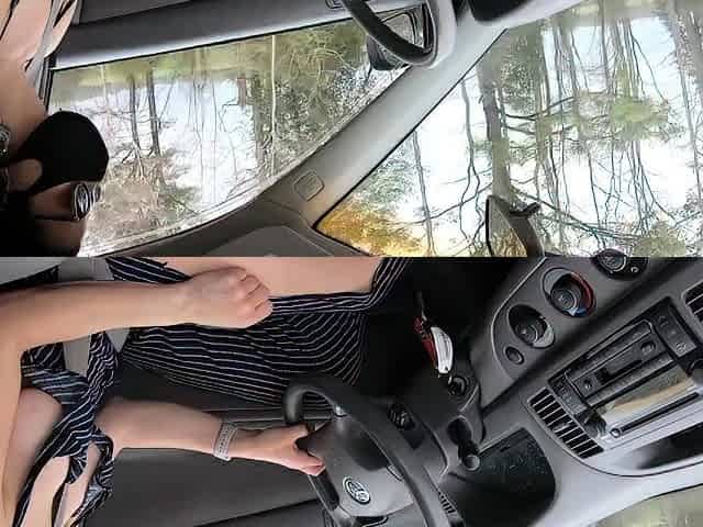 AMwednesday naked in a car