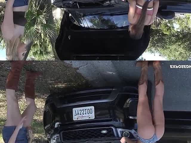 Dacia Maria, Davina Davis And Addison Ryder In Outdoor Step Bro Blowjob