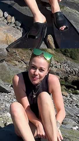 Rubber Fins, Wet Wetsuit & a Naughty Foot Fetish Tease on My Private Beach