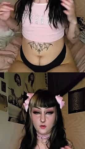 Amateur busty brunette masturbates and does hand job