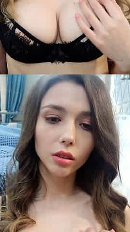 Busty curly brunette with big boobs fucks on couch