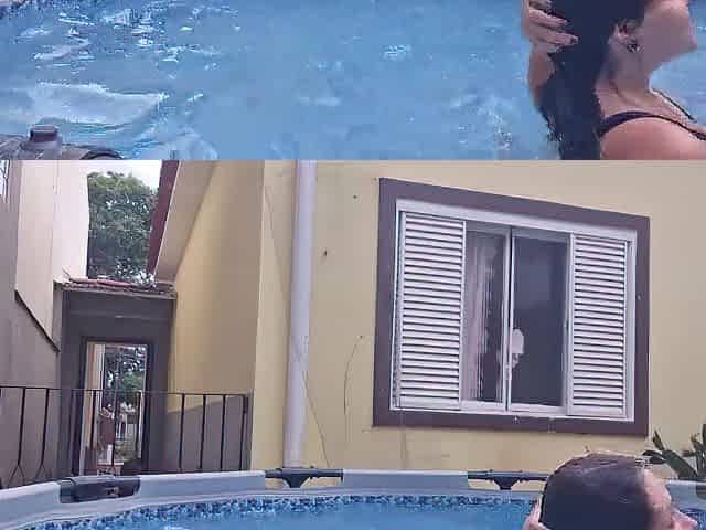 Your exposed neighbour showing off in the pool.