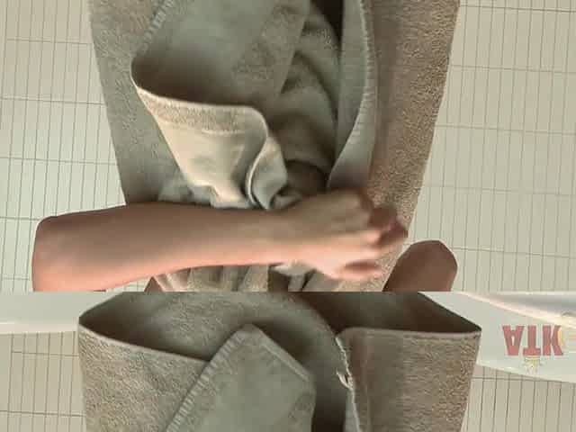 This super cute brunette hair lathers and rinses her hawt slim body in the shower