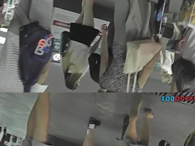 Upskirt footage of g-string of a girl in mini skirt