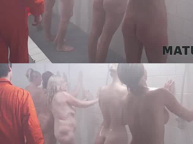 Czech Prison shower group fuck with kink MILFs