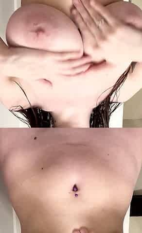 Busty curly brunette with big boobs fucks on couch