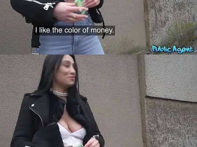 This babe likes getting her breasts out and who can blame her - Public Agent